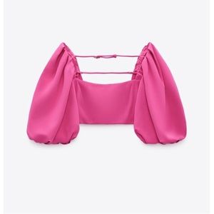 Zara Pink Crop Balloon Top